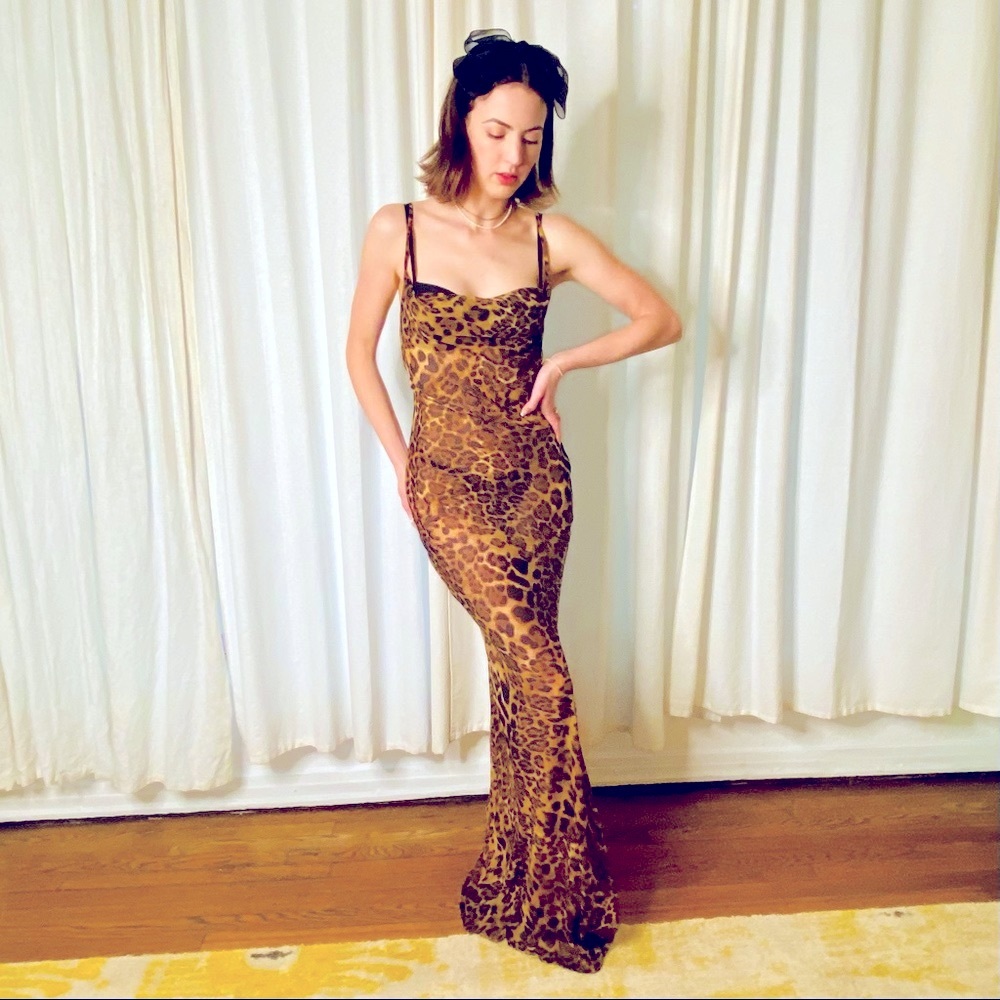 Sheer Leopard Print Maxi Dress NWT! - Picture 3 of 11